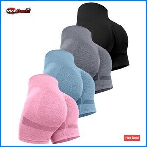 High Waisted Seamless Booty Shorts Butt Lifting Scrunch Workout Gym Active